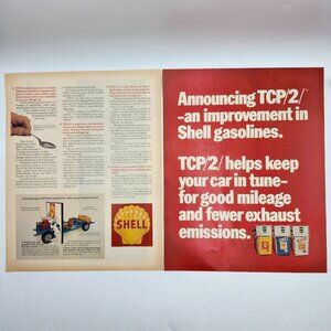 Vintage 1970s Shell TCP2 Gasoline Additive Fuel Pumps LIFE Magazine Print Ad